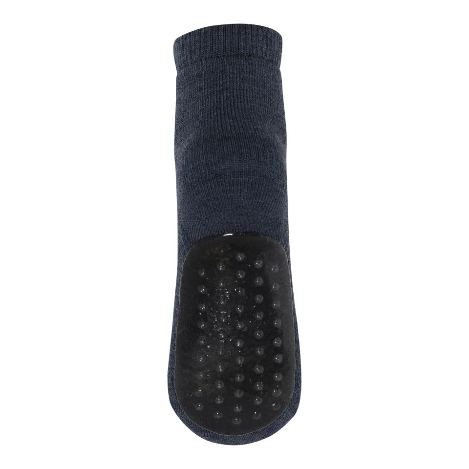 Woll Rutschesocken Dark Denim Melange - von MP Denmark