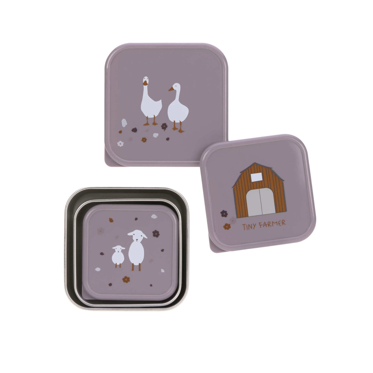 Snackbox 3er Set Tiny Farmer lilac - von Lässig