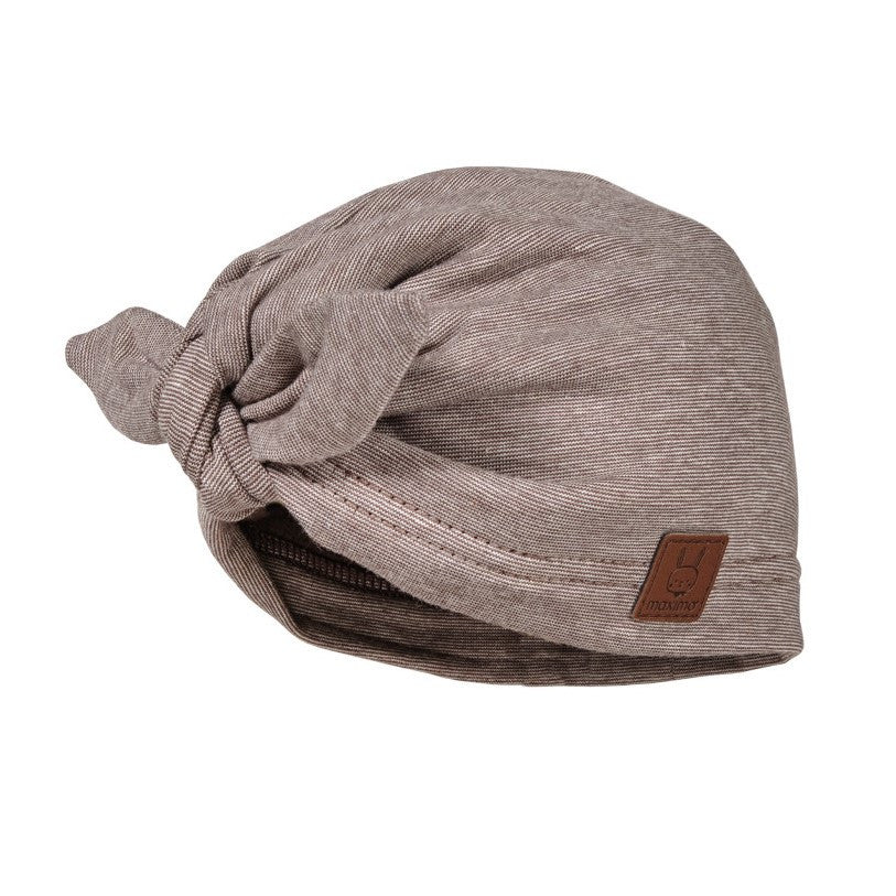 Baby Mütze Turban kastanien braun mit Fleece gefüttert - von maximo
