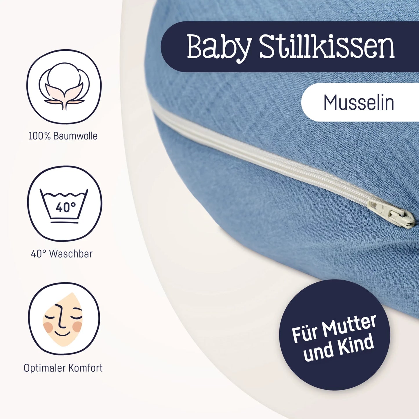 Stillkissen Musselin blau - von Julius Zöllner