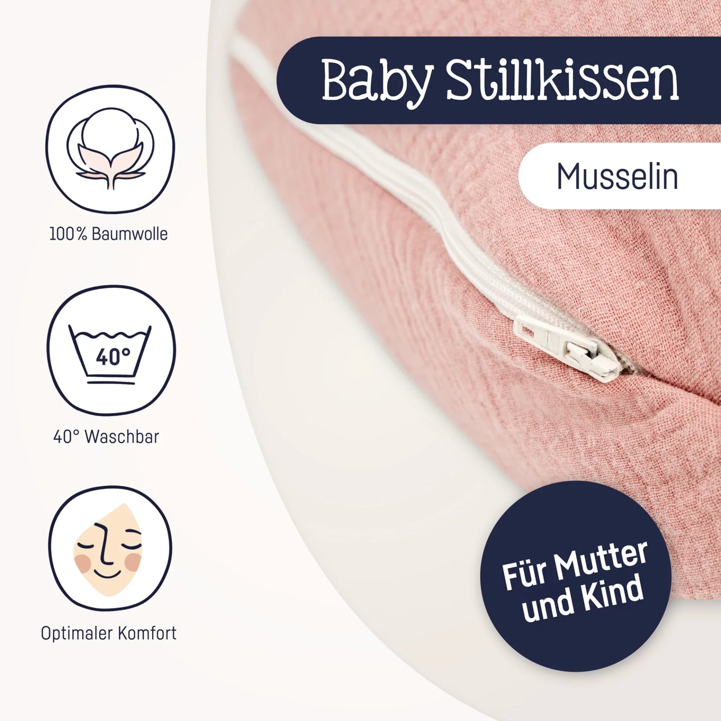 Stillkissen Musselin dusty rose - von Julius Zöllner