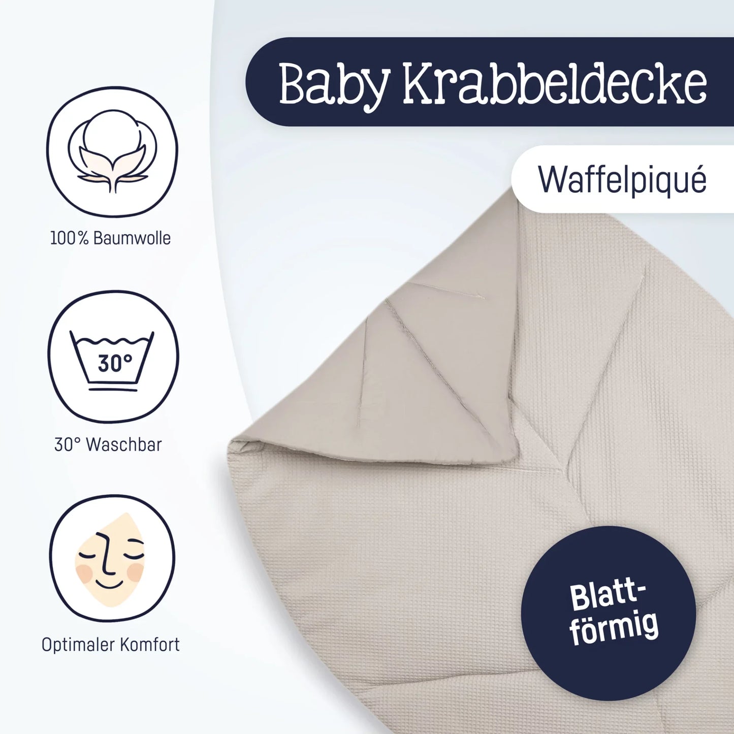 Krabbeldecke Blatt Waffelpiqué Seashell - von Julius Zöllner