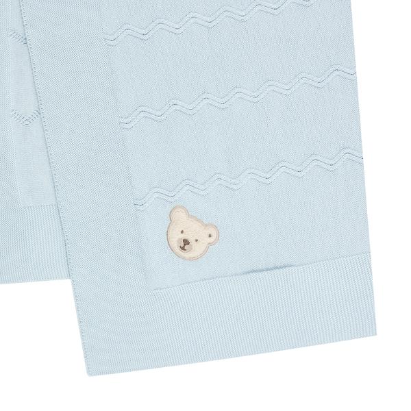 Gestrickte Babydecke hellblau - von steiff