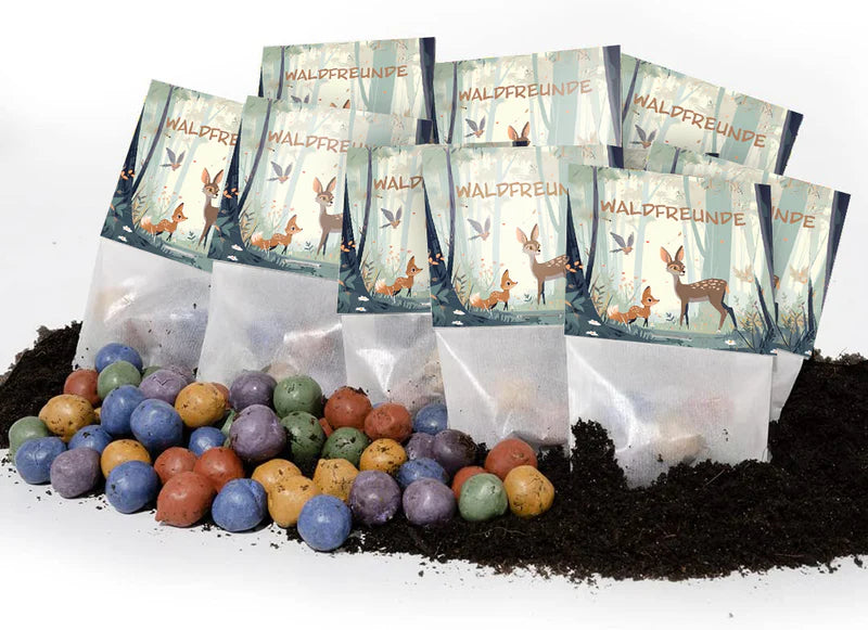 5er Blumenmurmeln im Beutel - Waldfreunde