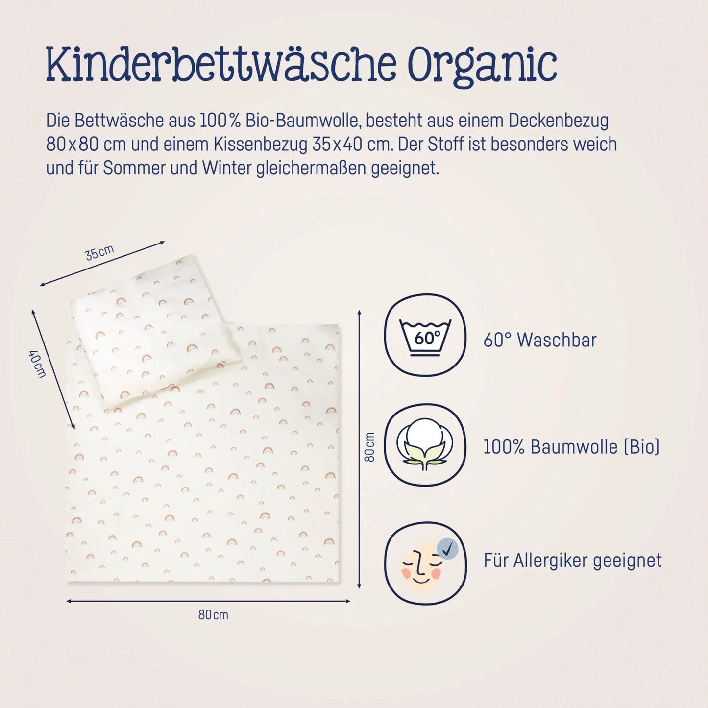Bettwäsche Organic Rainbow 80x80cm - Julius Zöllner