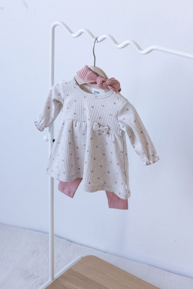 Geripptes Kleid AOP - Morning Sun