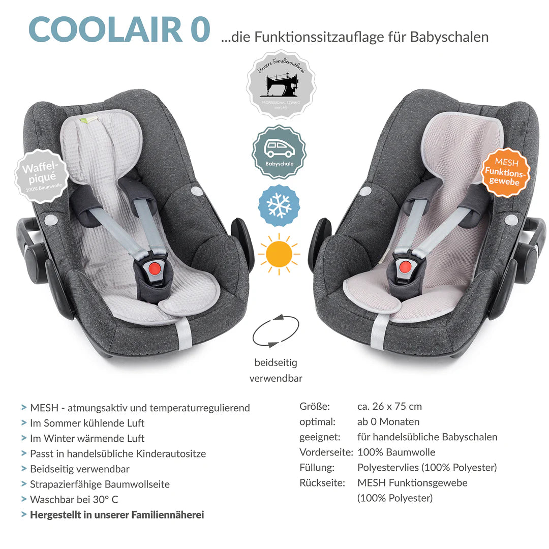 Coolair Sitzauflage Gr. 0 waffel grey - von liebes von priebes