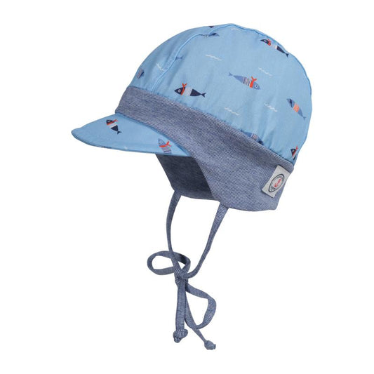 Erstlingsmütze UV50 skyblue Fische - von maximo