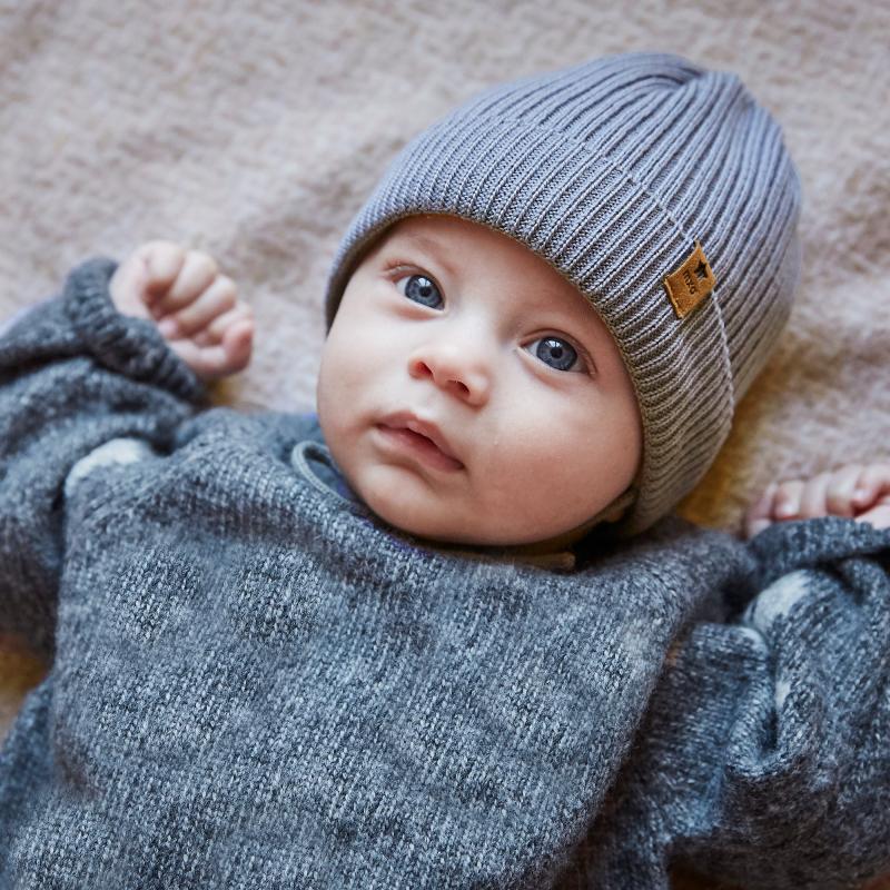 Baby Wollstrick Mütze flint stone