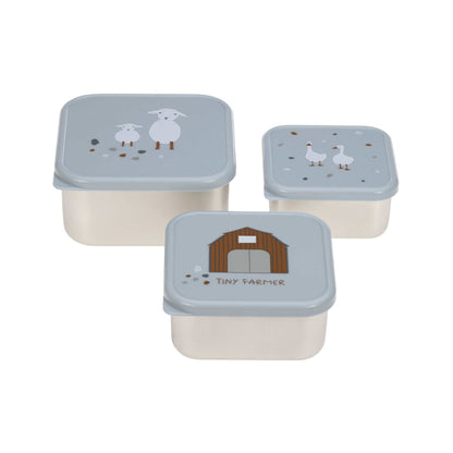 Snackbox 3er Set Tiny Farmer blue - von Lässig