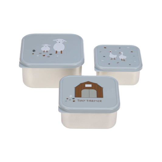 Snackbox 3er Set Tiny Farmer blue - von Lässig