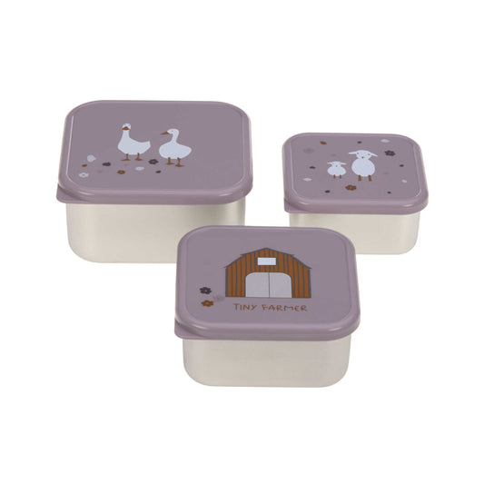 Snackbox 3er Set Tiny Farmer lilac - von Lässig