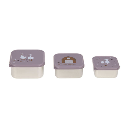 Snackbox 3er Set Tiny Farmer lilac - von Lässig