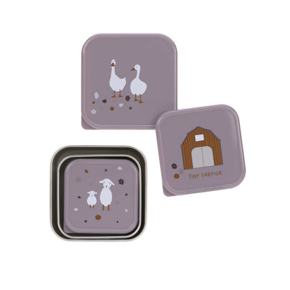 Snackbox 3er Set Tiny Farmer lilac - von Lässig