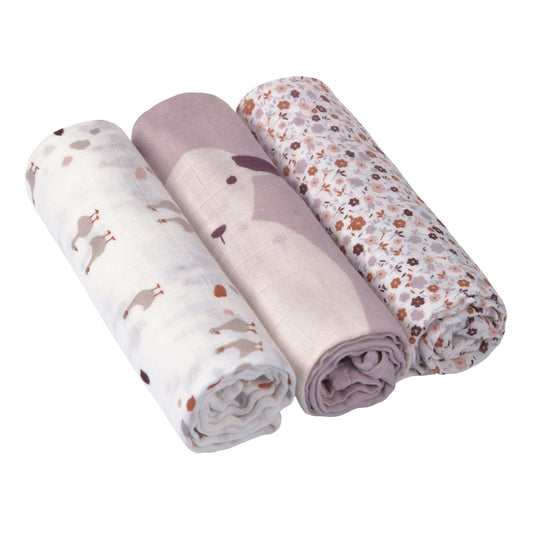 Muslin Swaddle & Burp Tiny Farmer flowers - lässig