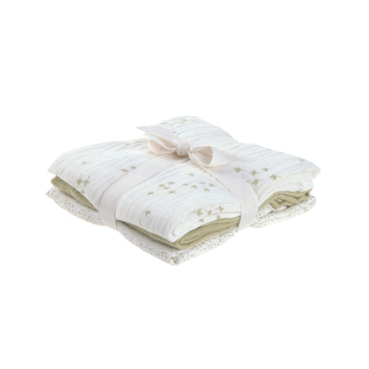Muslin Swaddle & Burp Blätter Olive - lässig