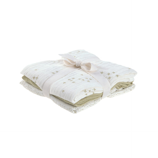 Muslin Swaddle & Burp Blätter Olive - lässig