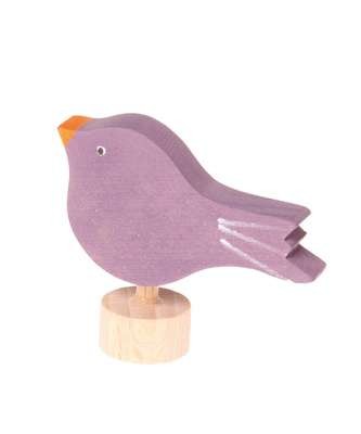 Steckfigur sitzender Vogel flieder - von Grimm's
