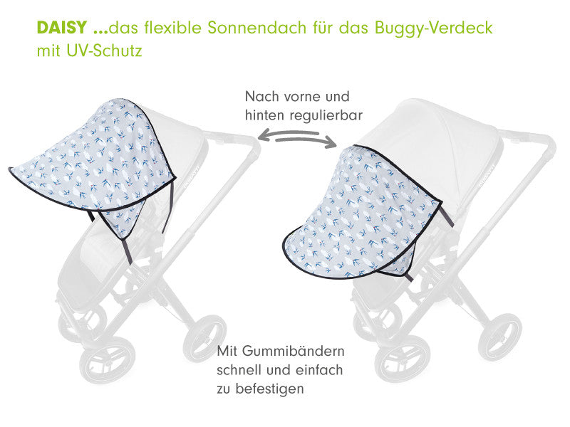 Sonnenschutzhaube Daisy - Schwalben grau - PRIEBES