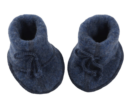 Woll-Fleece Babyschuhe Blau melange - Größe 1 - Engel Natur