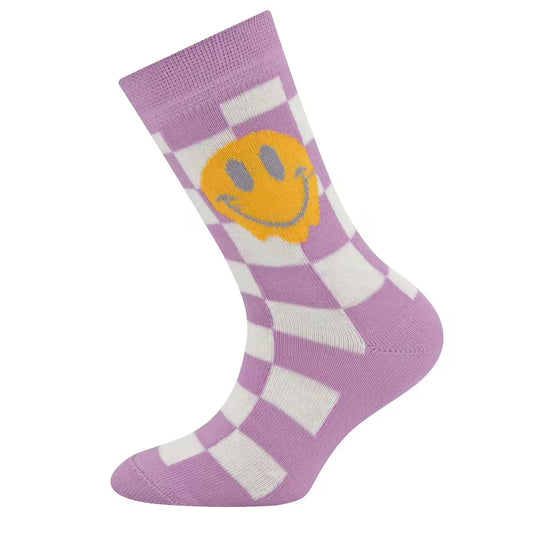 Socken Smiley Karo flieder
