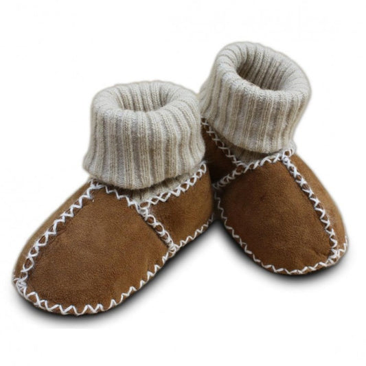 Baby Lammfellschuhe Strickbündchen camel - von Heitmann