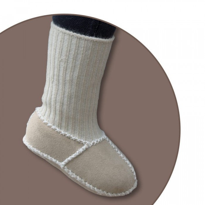 Baby Lammfellschuhe Strickbündchen camel - von Heitmann