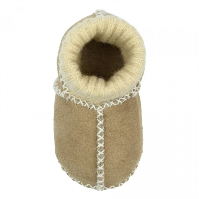 Baby Lammfellschuhe Strickbündchen sand - von Heitmann