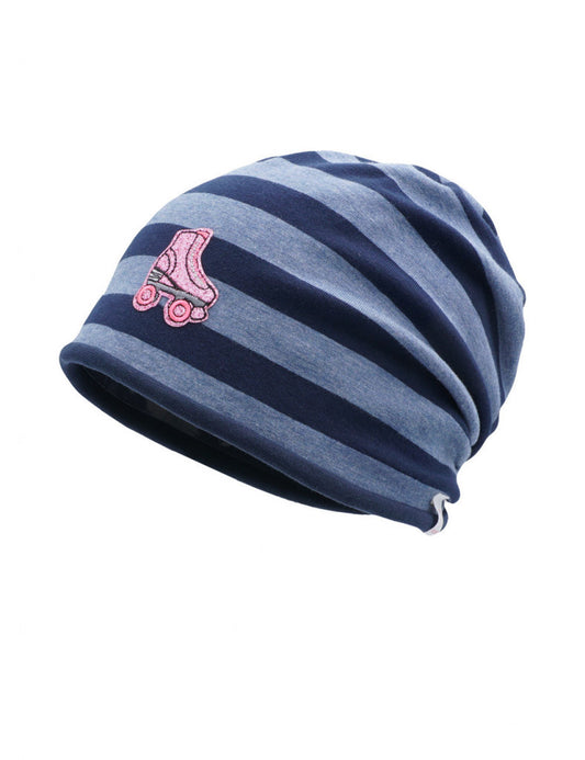 Beanie Jeans melange / navy gestreift Rollschuh - von maximo