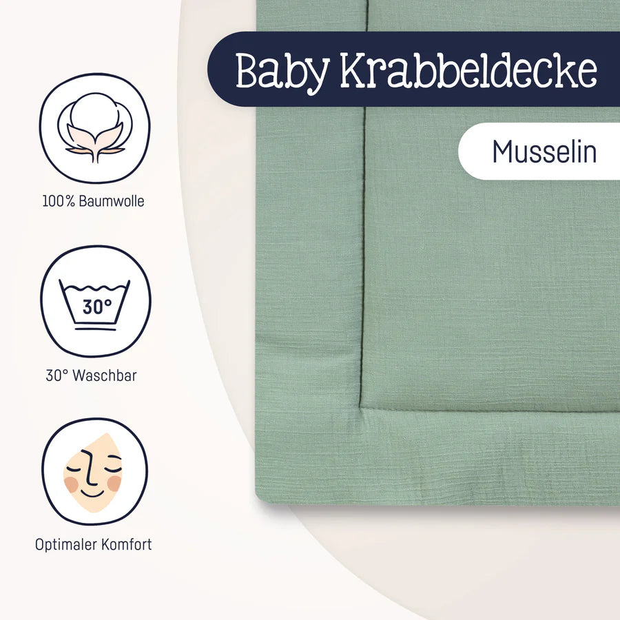 Krabbeldecke Musselin grün