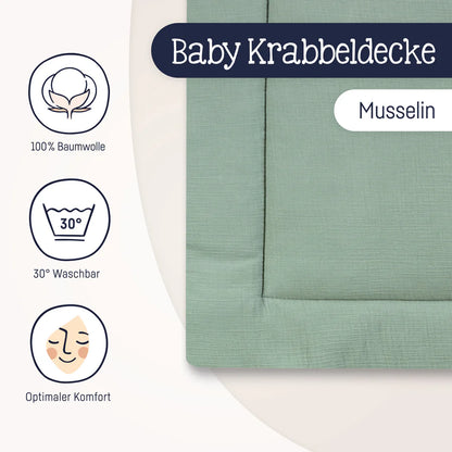 Krabbeldecke Musselin grün