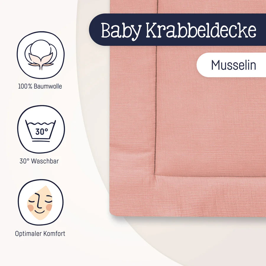 Krabbeldecke Musselin dusty rose