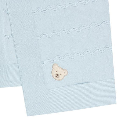 Gestrickte Babydecke hellblau - von steiff
