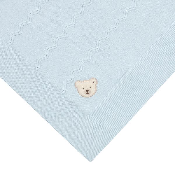 Gestrickte Babydecke hellblau - von steiff