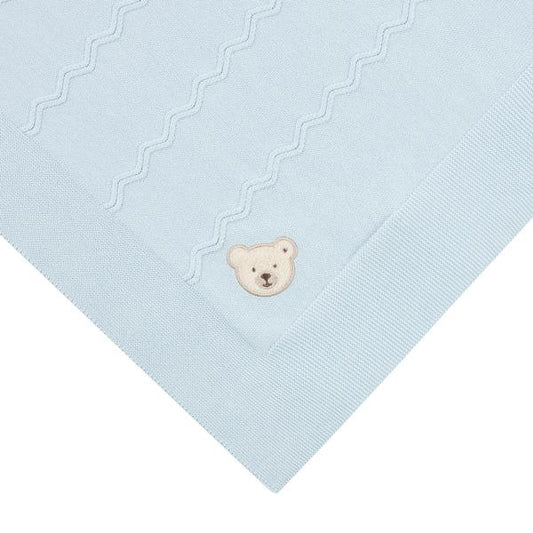 Gestrickte Babydecke hellblau - von steiff