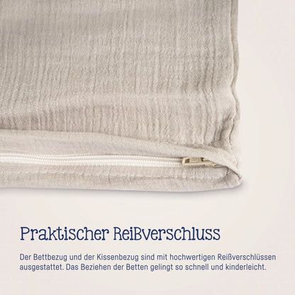 Bettwäsche Musselin Sand 80x80cm - Julius Zöllner
