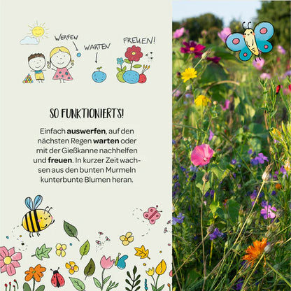 5er Blumenmurmeln im Beutel - Waldfreunde