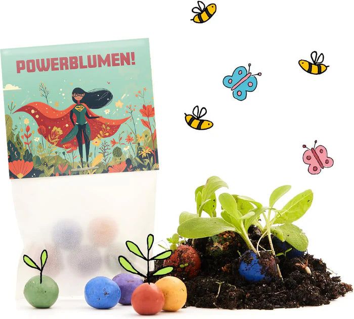5er Blumenmurmeln im Beutel - Powerblumen