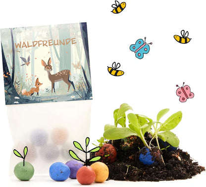 5er Blumenmurmeln im Beutel - Waldfreunde