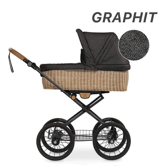 IDA Kinderwagen geflochten Graphit  - von Naturkind