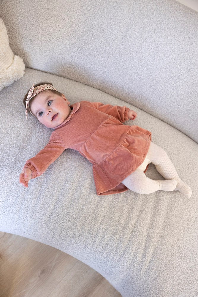 Geripptes Kleid Samt - Woodland Bloom