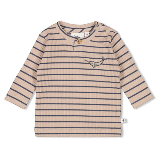 Gerippte Longsleeve Ringel - Narwal