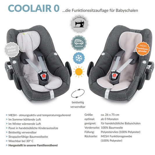 Coolair Sitzauflage Gr. 0 waffel grey - von liebes von priebes